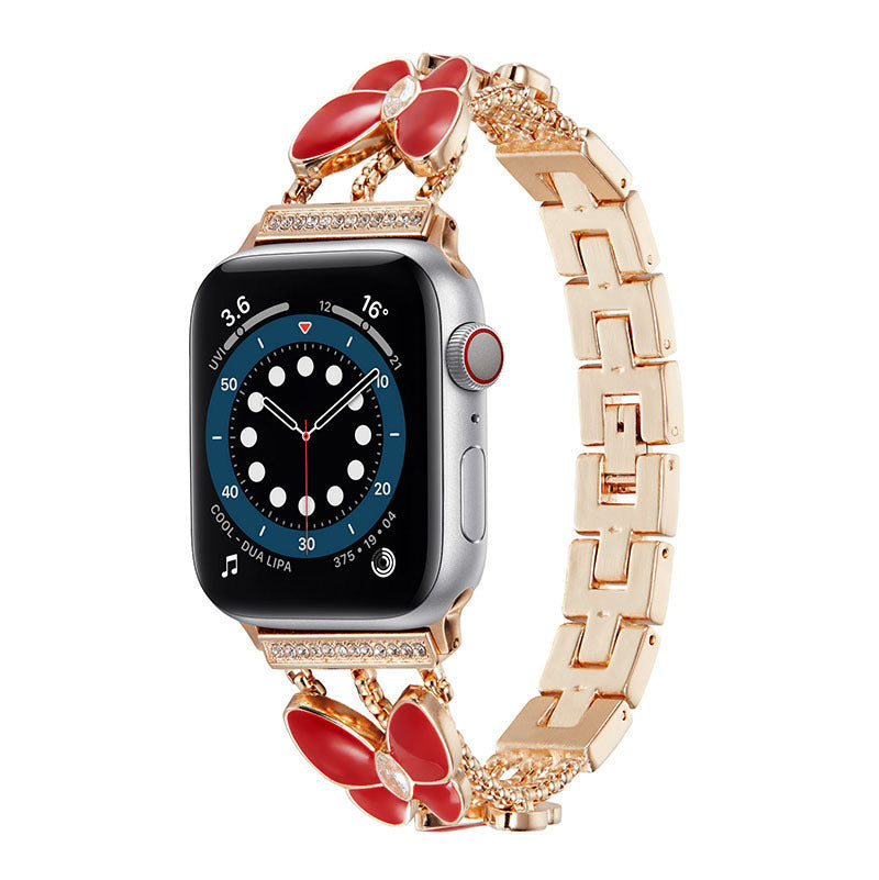 Resin Butterfly Apple Watch Band with Rhinestone Inlay – Compatible with Apple Watch Series 9/8/7/6/5