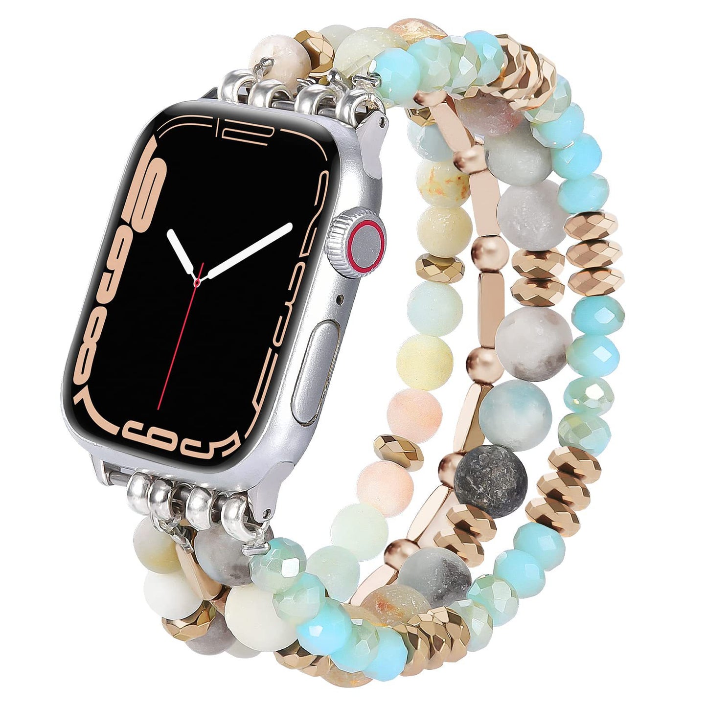 For Apple Watch 87654 Bohemian Natural Stone Beaded iWatch Pearl Strap