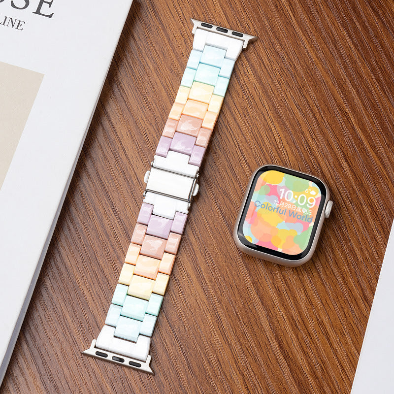 Applicable Apple Watch Strap iwatchS9 Resin Candy Colorful Rainbow Samsung Applewatch