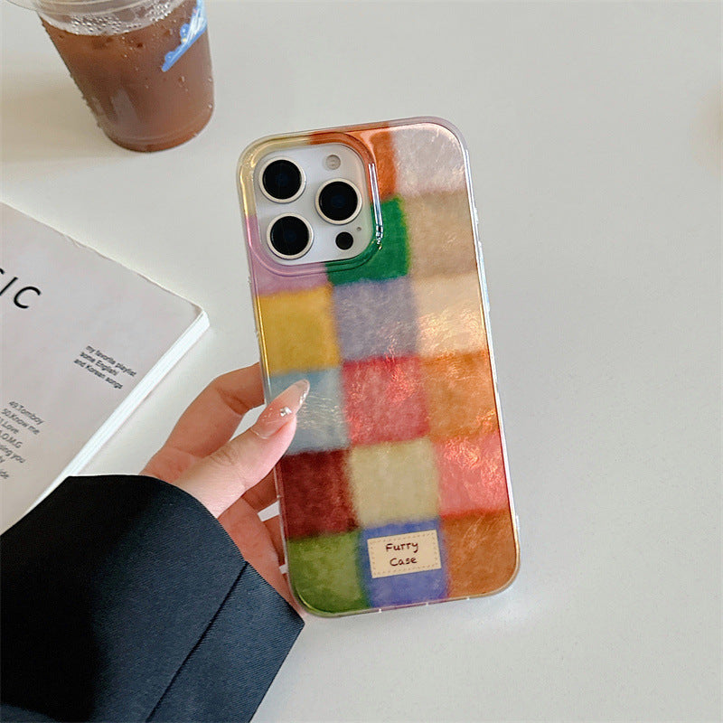 Color plaid English label Apple phone case double-layer printing