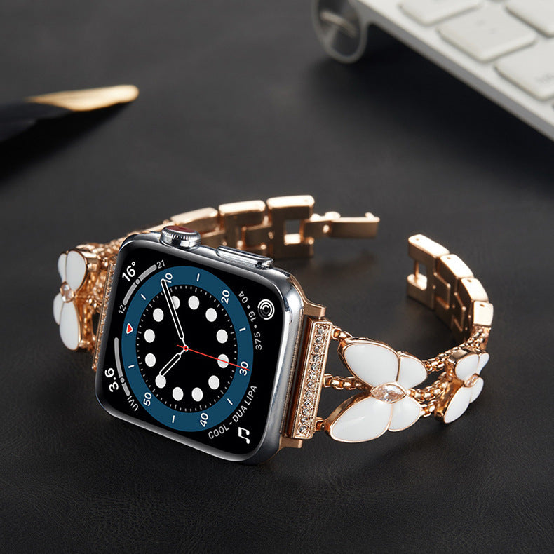 Resin Butterfly Apple Watch Band with Rhinestone Inlay – Compatible with Apple Watch Series 9/8/7/6/5