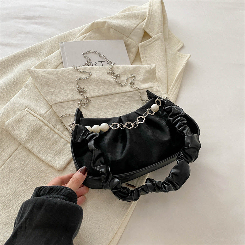 Niche design underarm bag women's new trendy fashion cloud bag French style foreign style shoulder bag pleated messenger bag