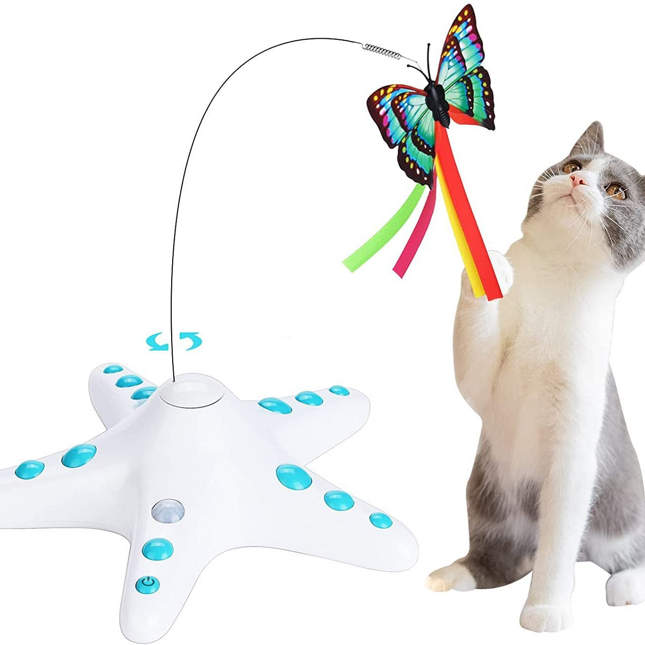 Automatic cat teaser, self-hi cat teaser, cat electric butterfly rotating toy, pet cat supplies