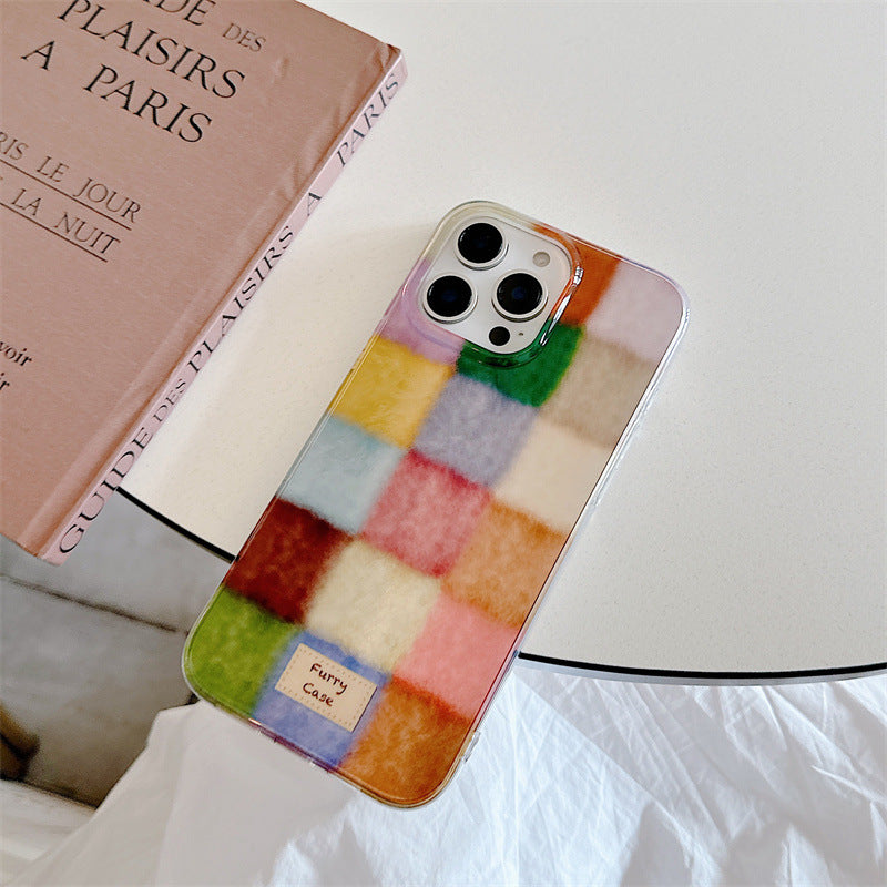 Color plaid English label Apple phone case double-layer printing