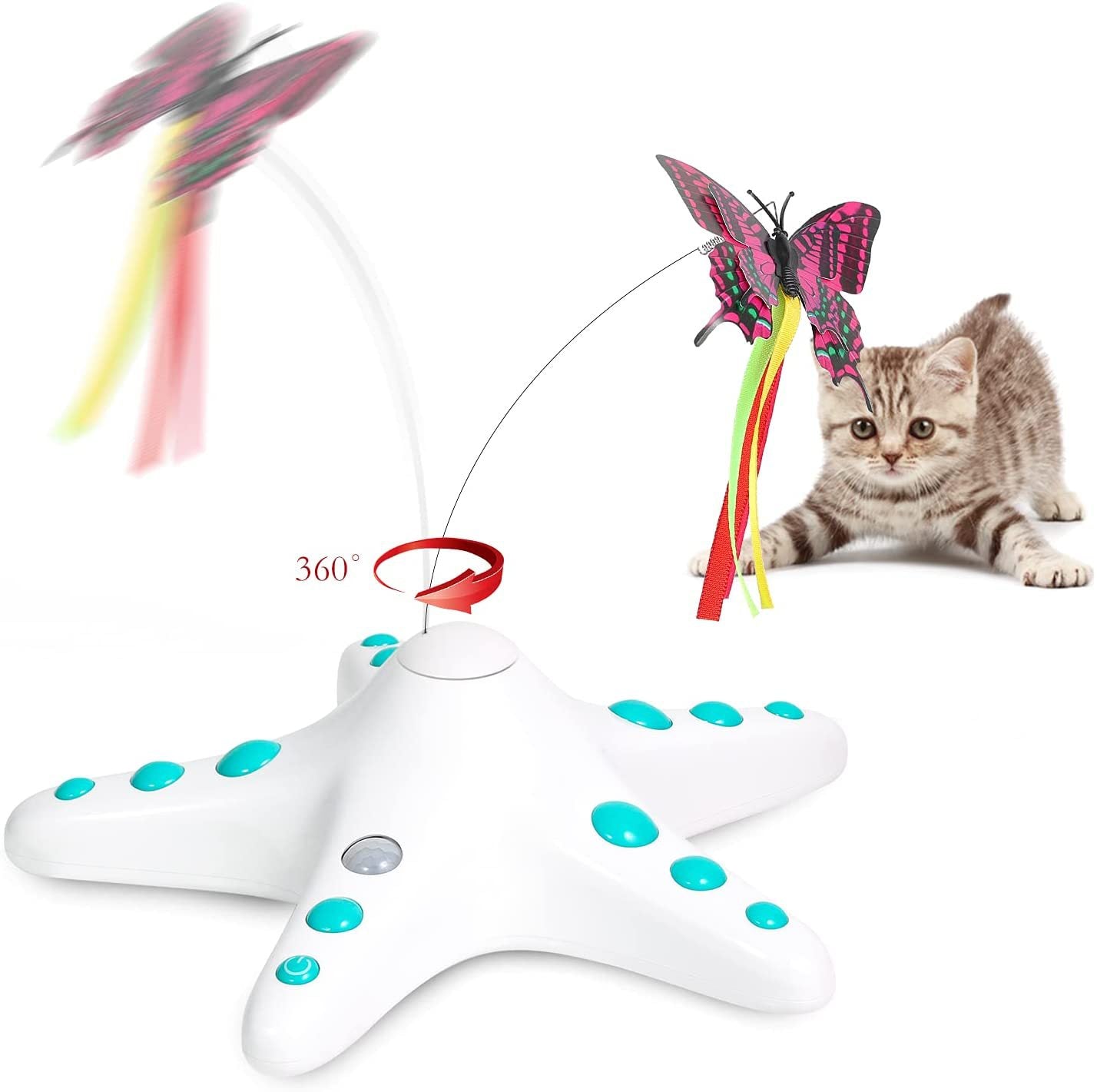 Automatic cat teaser, self-hi cat teaser, cat electric butterfly rotating toy, pet cat supplies