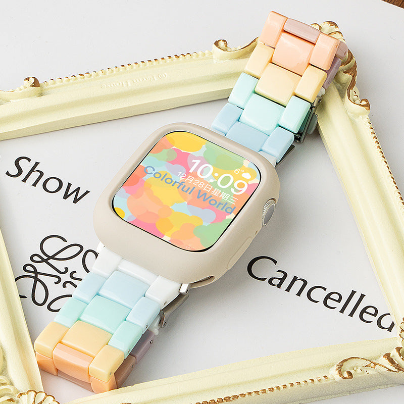 Applicable Apple Watch Strap iwatchS9 Resin Candy Colorful Rainbow Samsung Applewatch