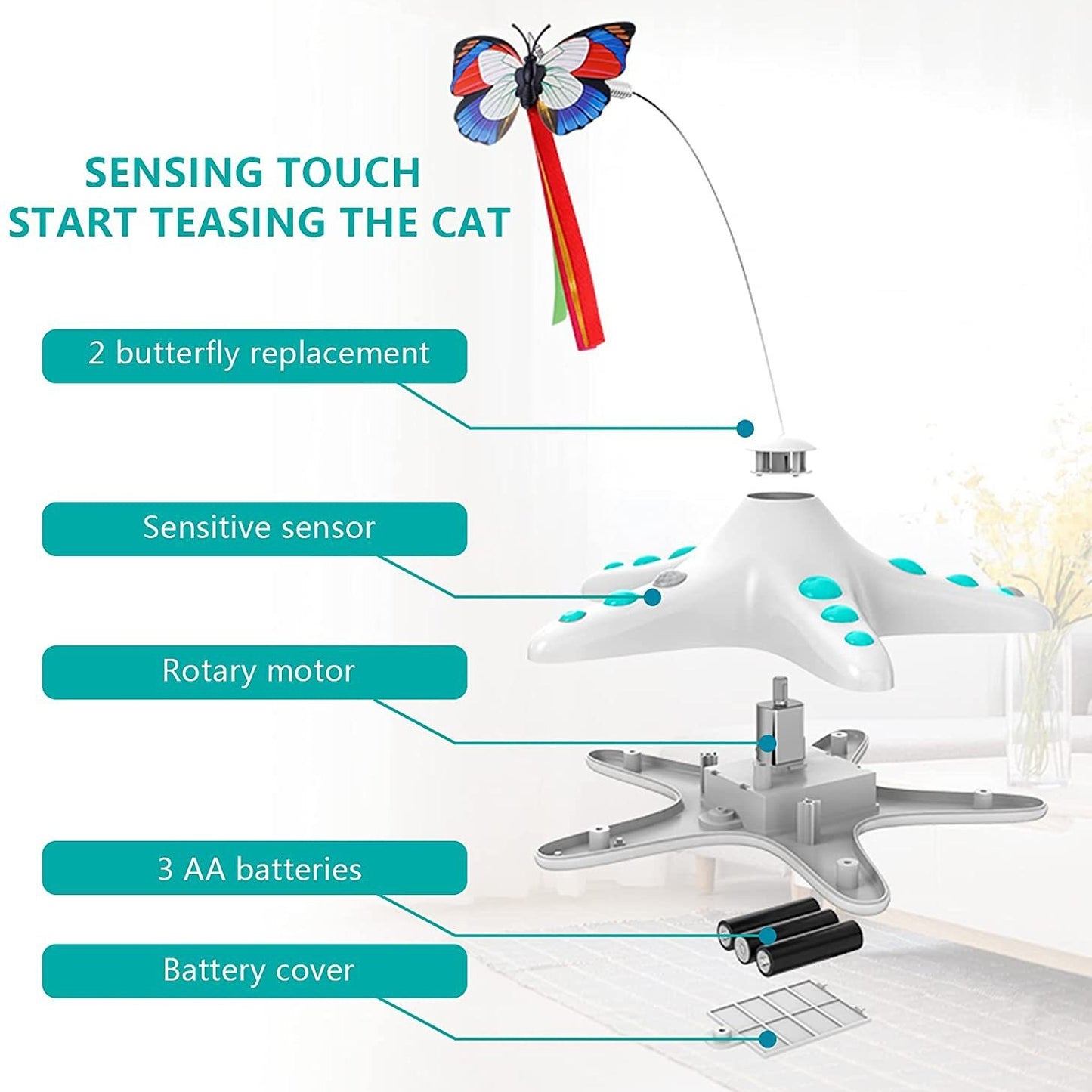 Automatic cat teaser, self-hi cat teaser, cat electric butterfly rotating toy, pet cat supplies