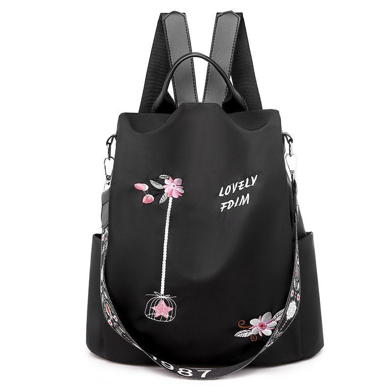 2024 new backpack flower embroidery literary national style women's Oxford backpack large capacity simple fashion women's bag