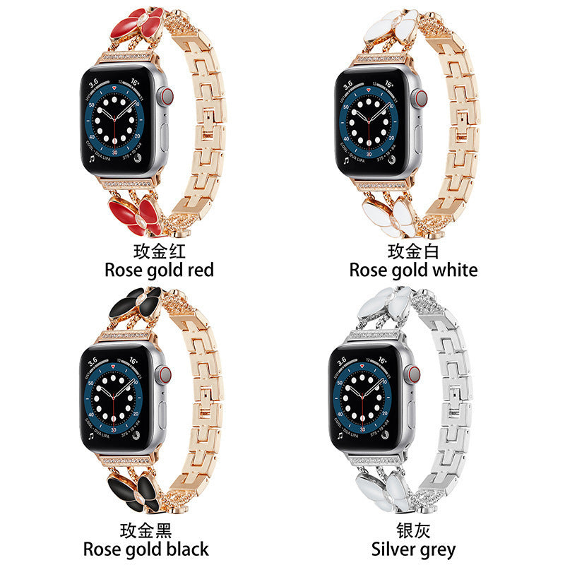 Resin Butterfly Apple Watch Band with Rhinestone Inlay – Compatible with Apple Watch Series 9/8/7/6/5