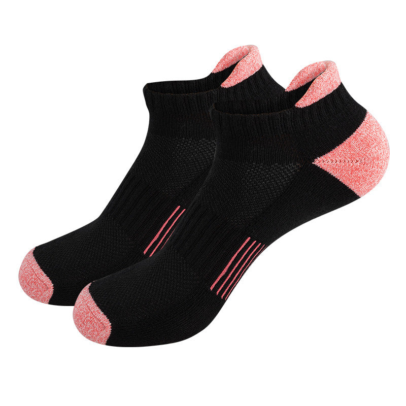 Badminton short tube women's sports socks sweat-absorbing breathable thickened towel bottom outdoor running cotton boat socks