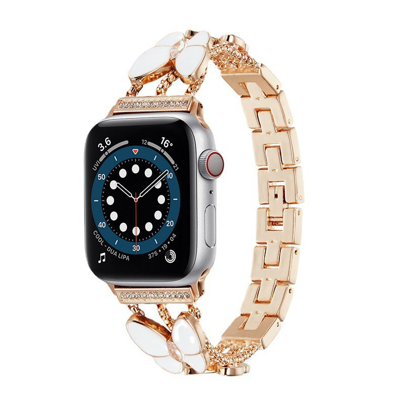 Resin Butterfly Apple Watch Band with Rhinestone Inlay – Compatible with Apple Watch Series 9/8/7/6/5