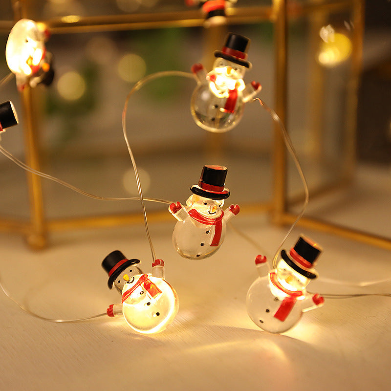 Copper wire light string snowman christmas tree old man crutches snowflake bells shape christmas decorative lights led