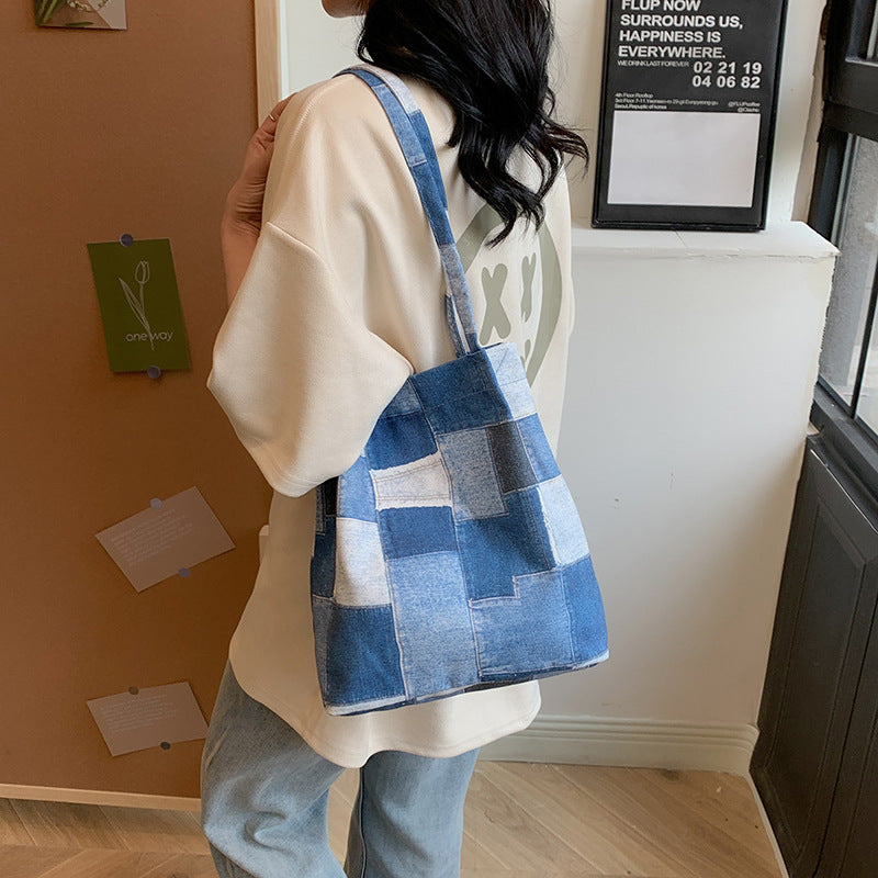 Women's bag new cloth bag trendy fashion denim tote bag versatile large capacity casual shoulder bag