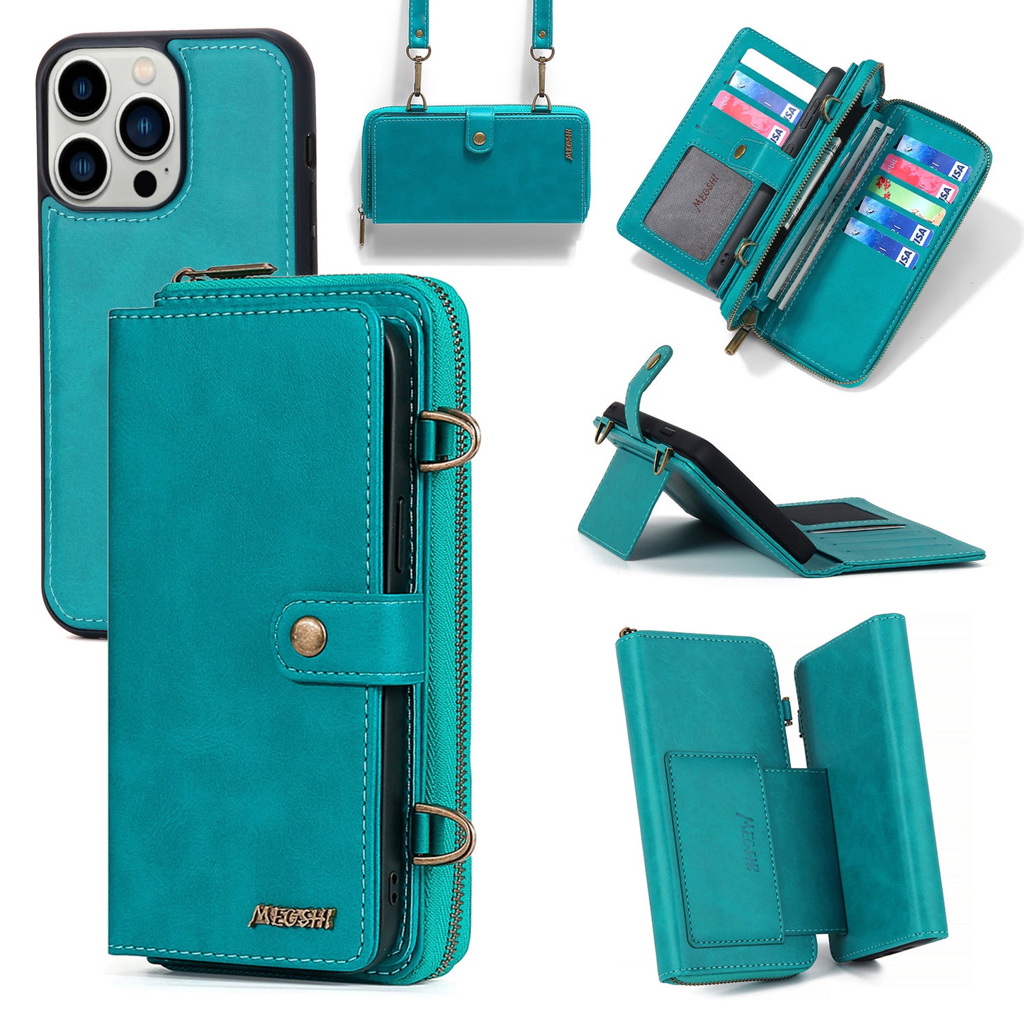 Hot-selling Apple 15ProMax mobile phone leather case diagonal span for iPhone15 multi-function wallet mobile phone case