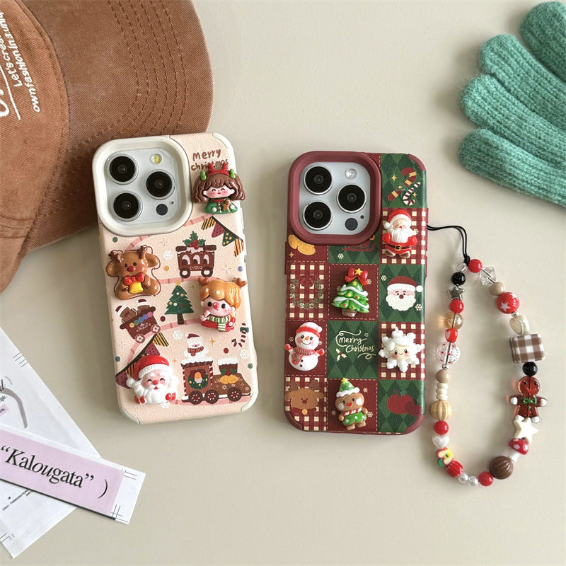 Fun cute three-dimensional Christmas tree snowman for iPhone phone case female