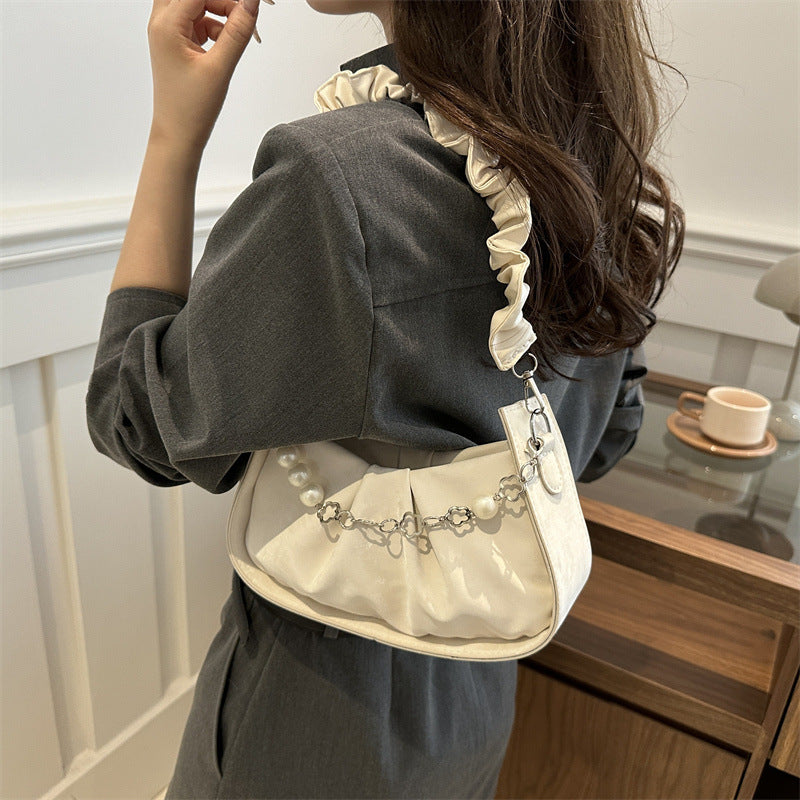 Niche design underarm bag women's new trendy fashion cloud bag French style foreign style shoulder bag pleated messenger bag