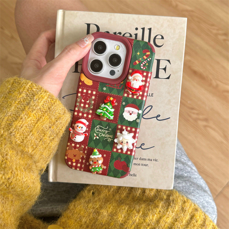 Fun cute three-dimensional Christmas tree snowman for iPhone phone case female