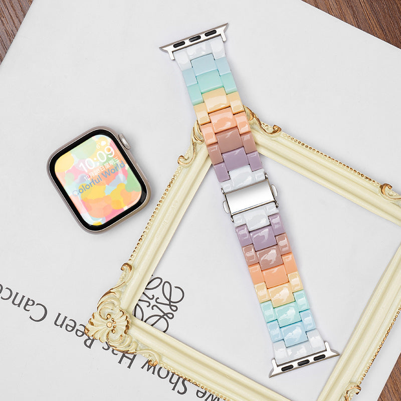 Applicable Apple Watch Strap iwatchS9 Resin Candy Colorful Rainbow Samsung Applewatch