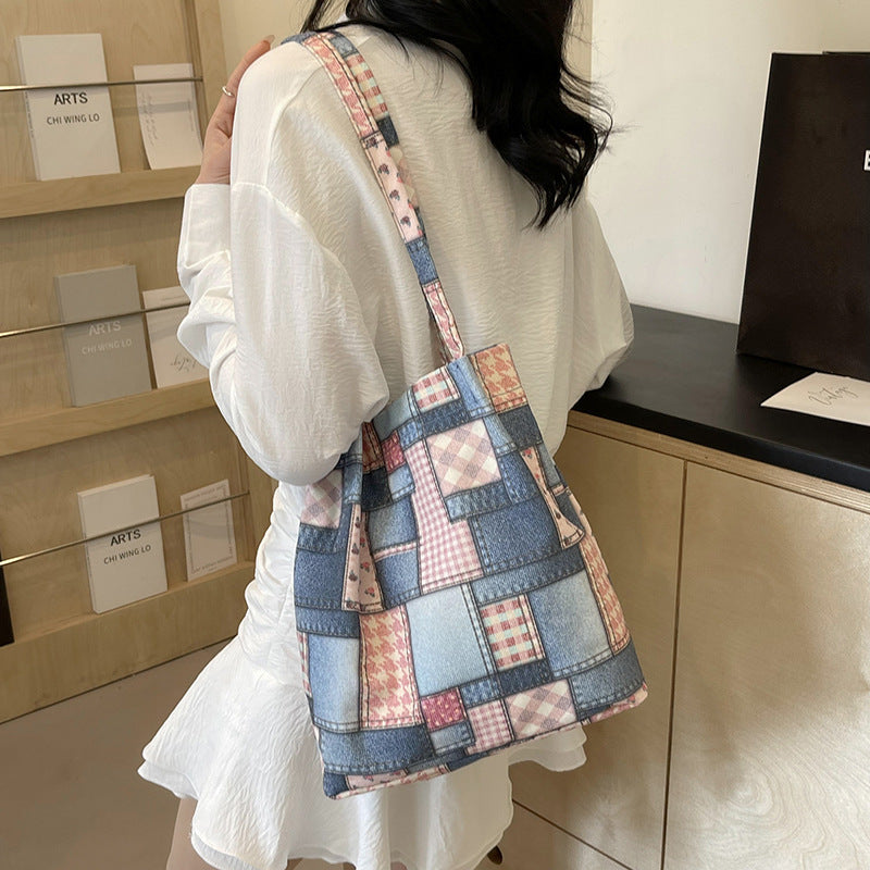 Women's bag new cloth bag trendy fashion denim tote bag versatile large capacity casual shoulder bag