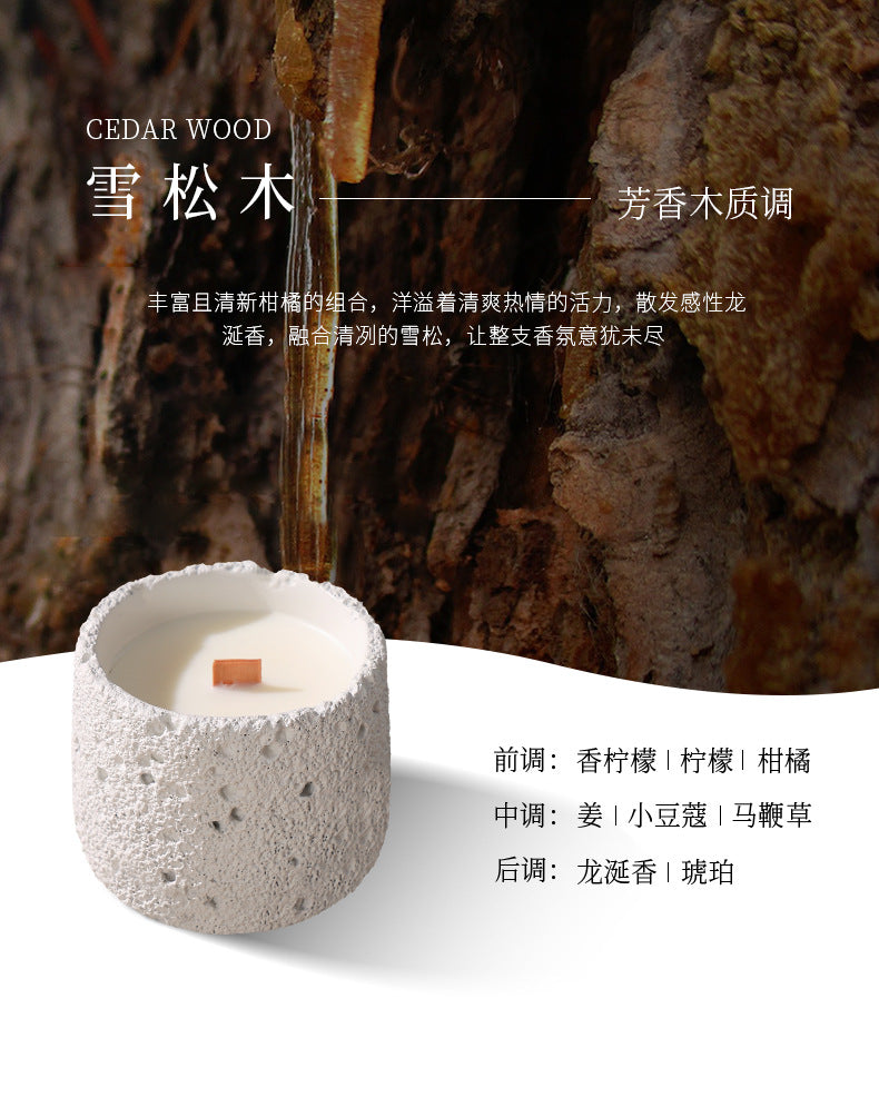 Wood and stone Yayun scented candle bedroom home elegant long-lasting fragrance natural retro gypsum cup ornament