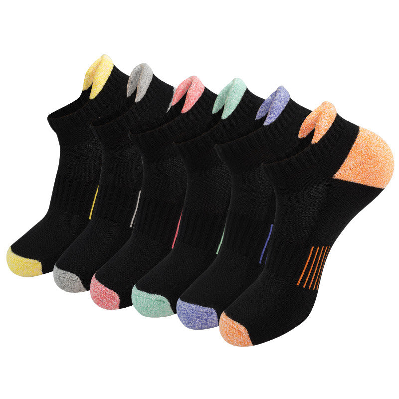 Badminton short tube women's sports socks sweat-absorbing breathable thickened towel bottom outdoor running cotton boat socks