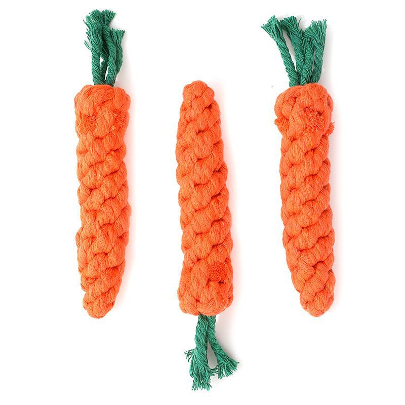 Carrot dog toy biting rope grinding teeth pet toy weaving rope knot toy dog biting rope toy dog toy