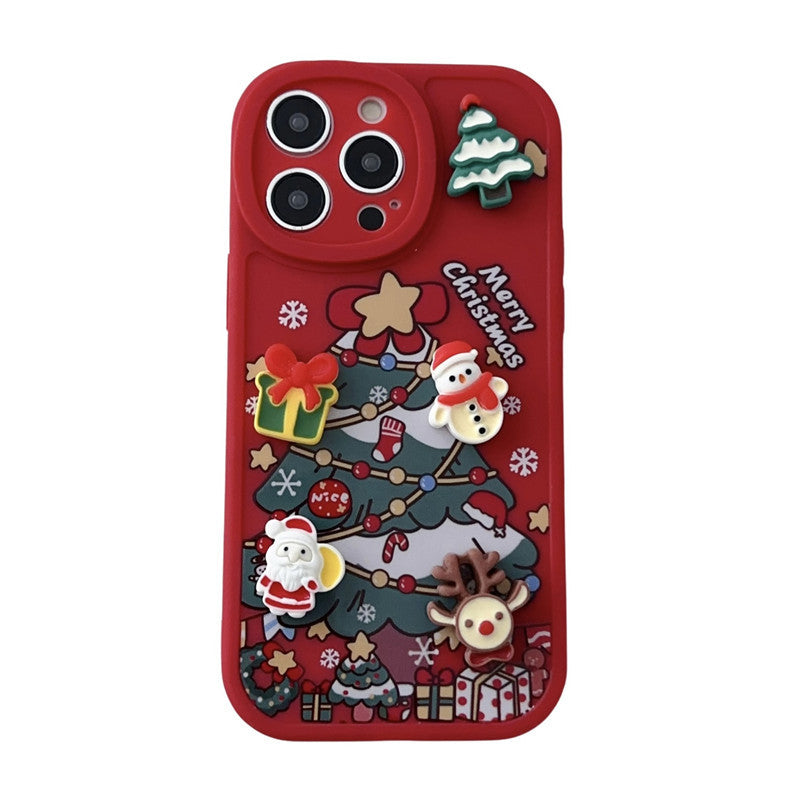 Three-dimensional Santa Claus iPhone case Christmas tree anti-drop soft case