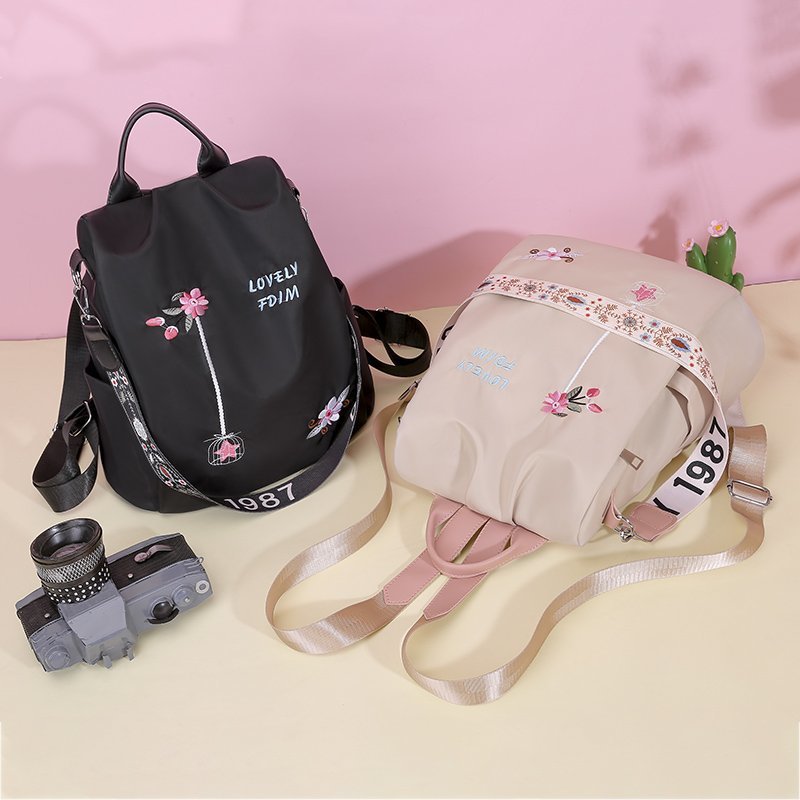 2024 new backpack flower embroidery literary national style women's Oxford backpack large capacity simple fashion women's bag