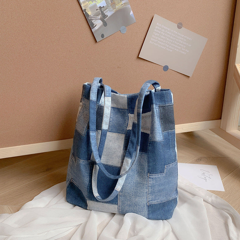 Women's bag new cloth bag trendy fashion denim tote bag versatile large capacity casual shoulder bag