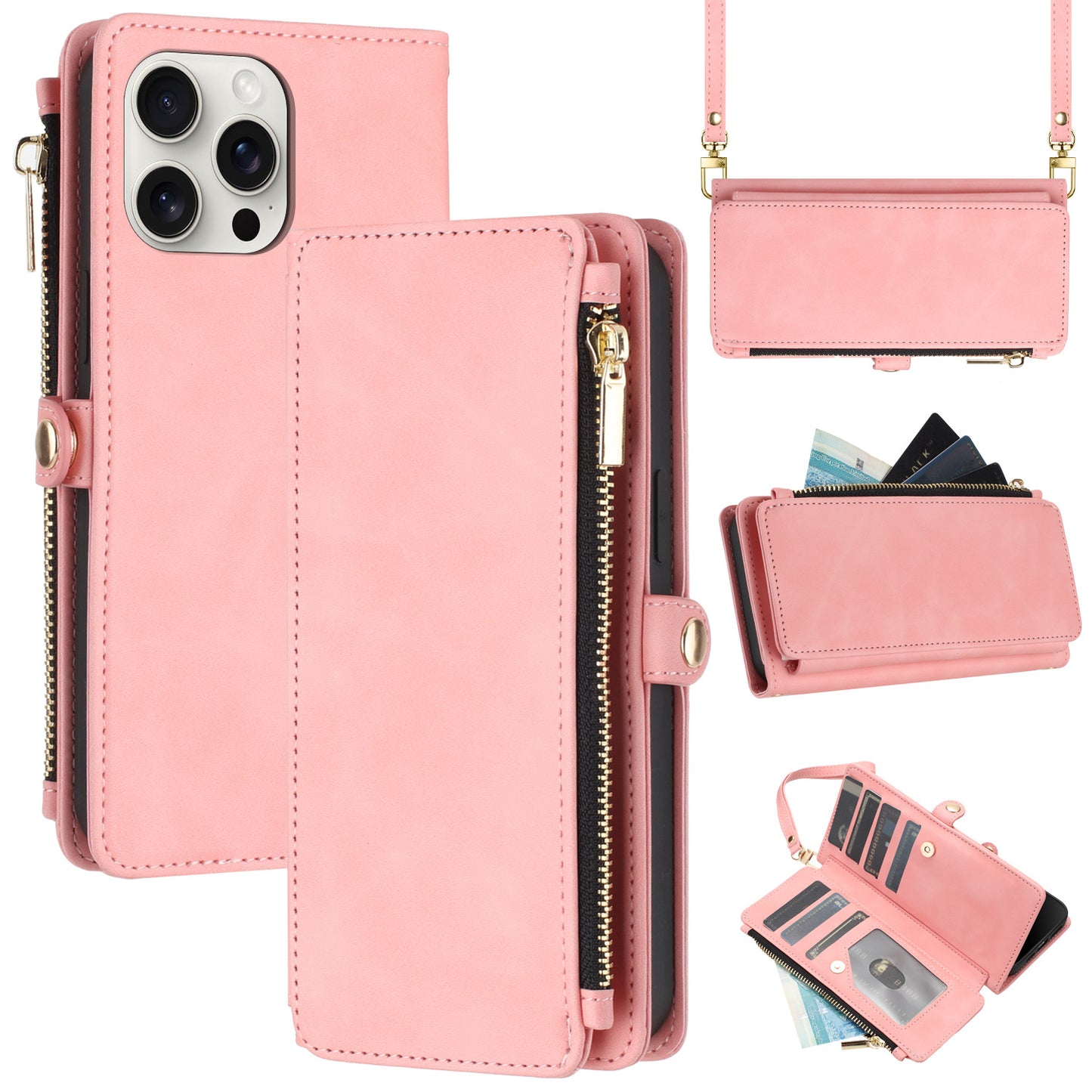 iPhone mobile phone case oblique zipper bag anti-drop leather case