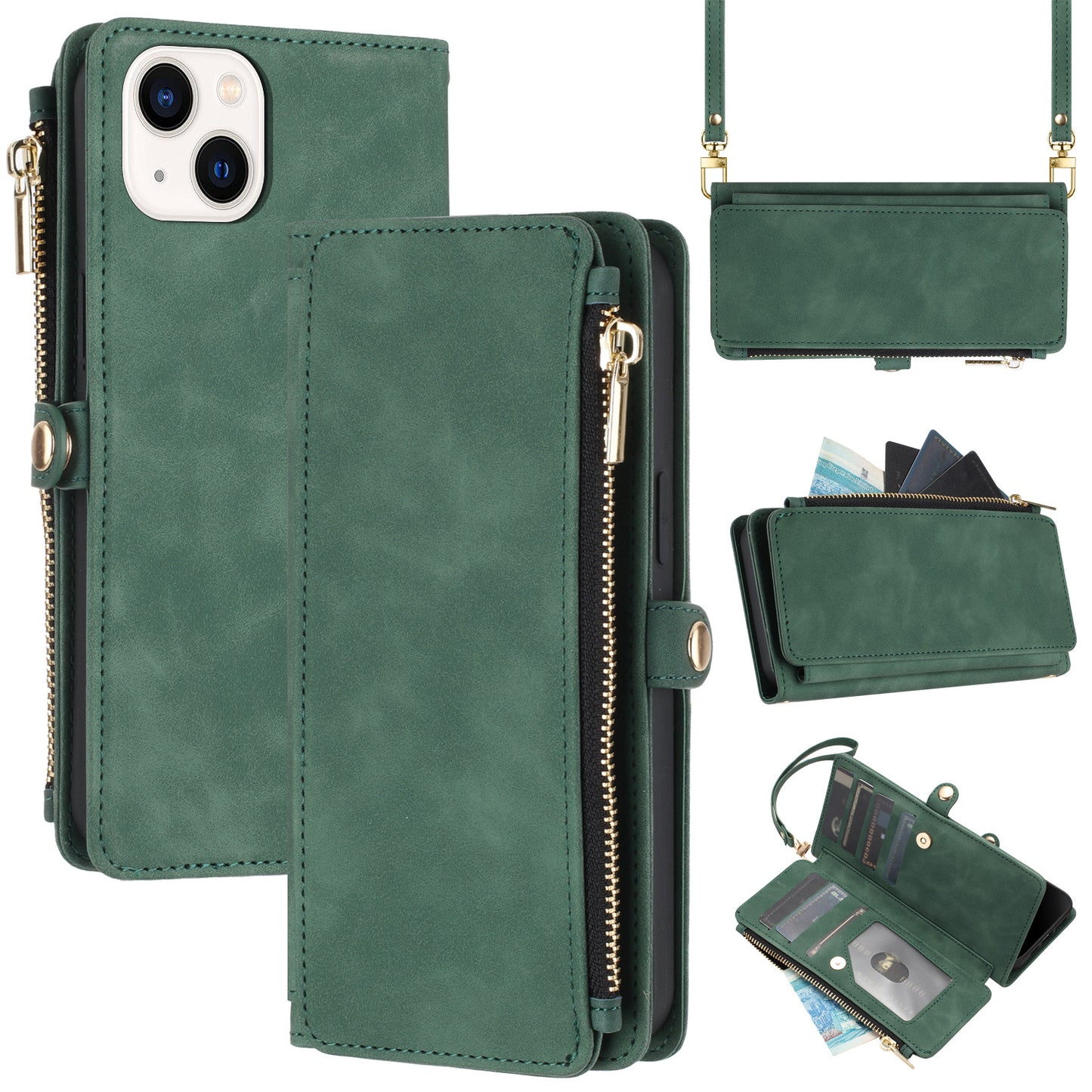 iPhone mobile phone case oblique zipper bag anti-drop leather case