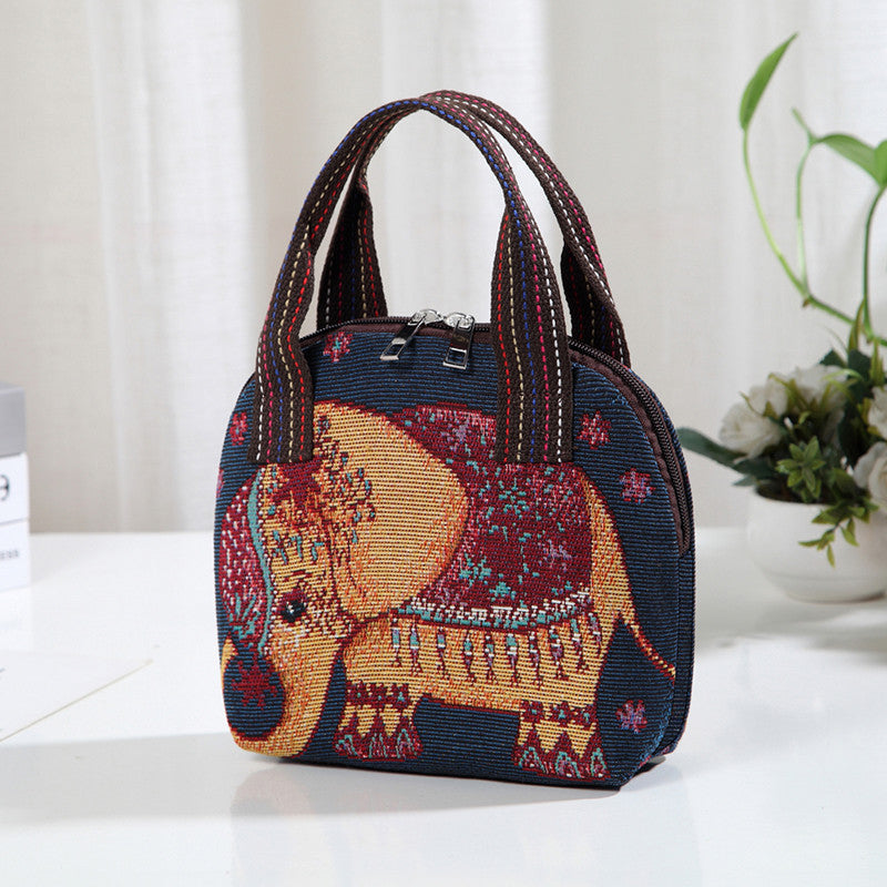 Handbag bag women's new bag women's bag going out to work to buy vegetables Mommy bag woven ethnic style mobile phone small cloth bag