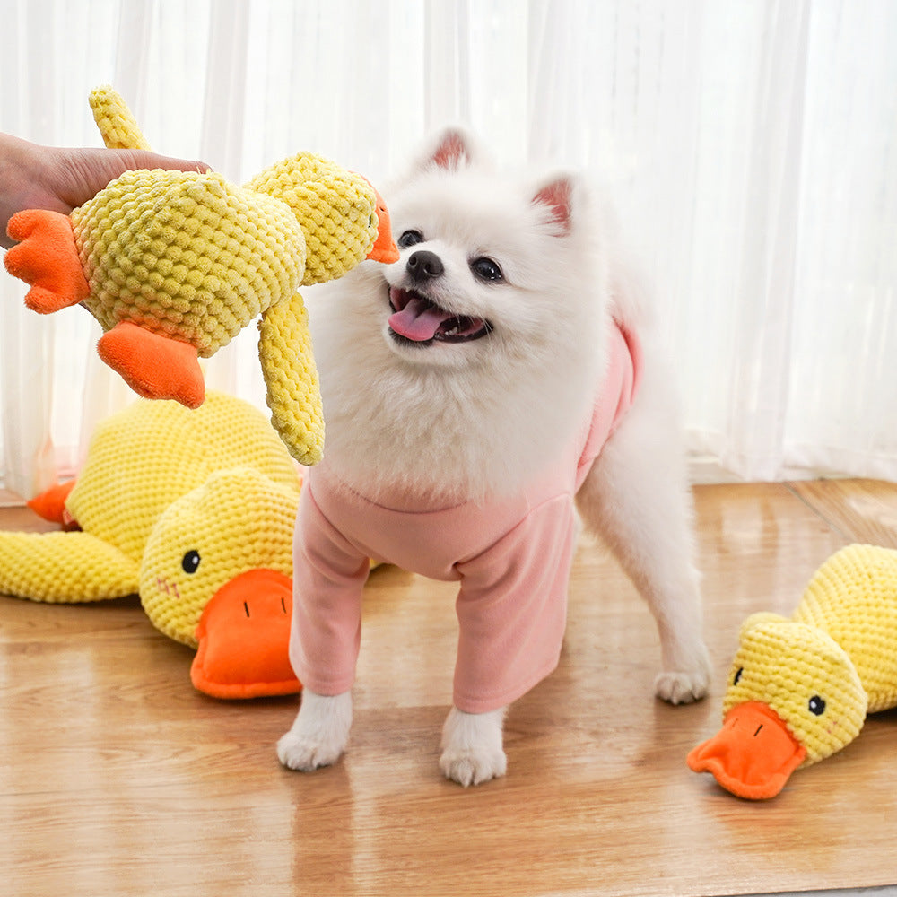 Cat Yellow Duck Dog Toy Plush Resistant Grinding Teeth Sound Answering Artifact Golden Retriever Corgi Pet Products