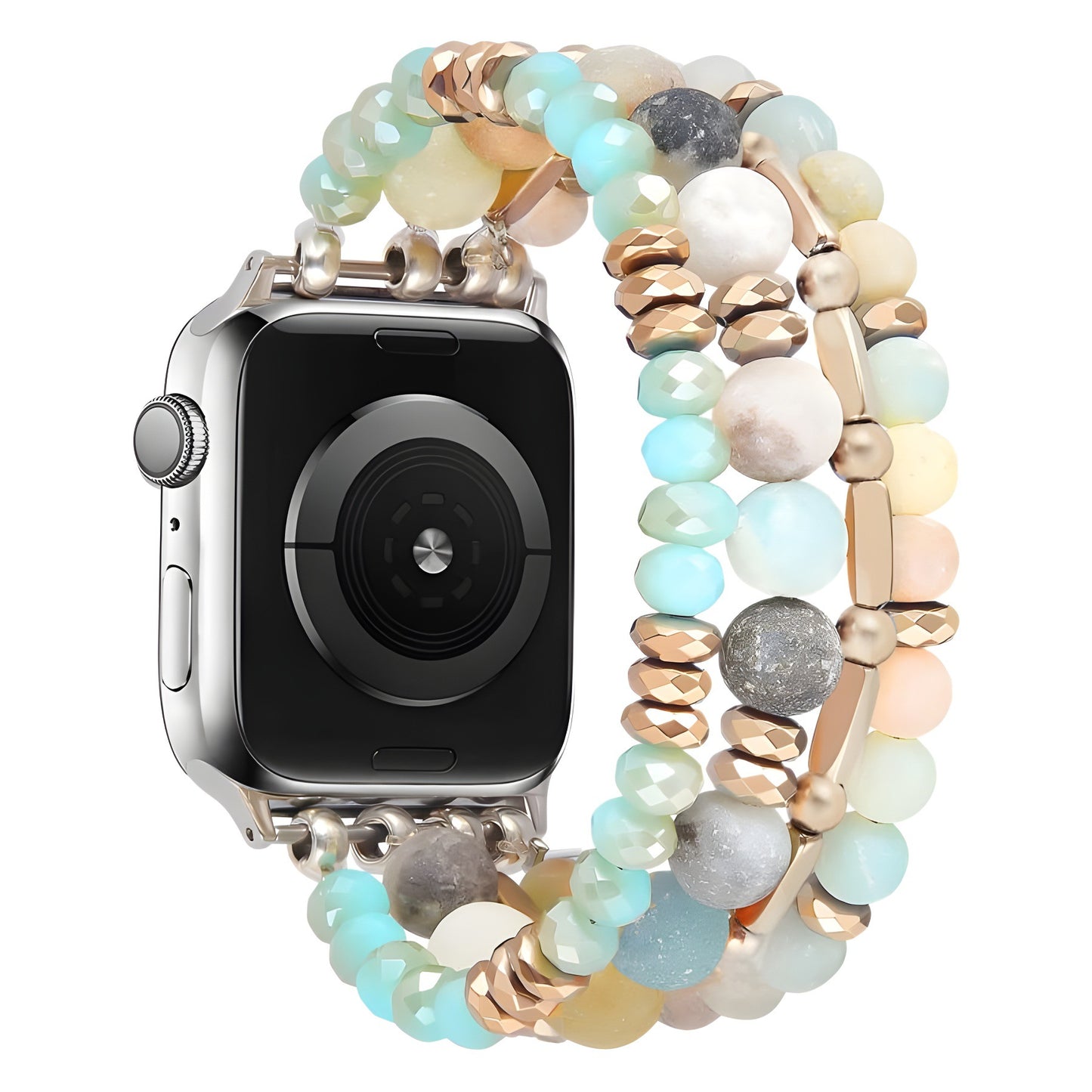 For Apple Watch 87654 Bohemian Natural Stone Beaded iWatch Pearl Strap