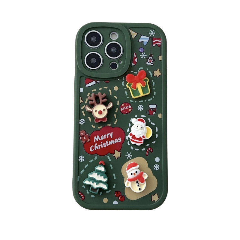 Three-dimensional Santa Claus iPhone case Christmas tree anti-drop soft case