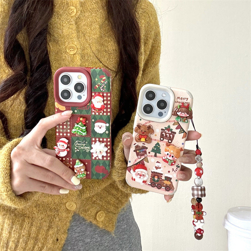 Fun cute three-dimensional Christmas tree snowman for iPhone phone case female