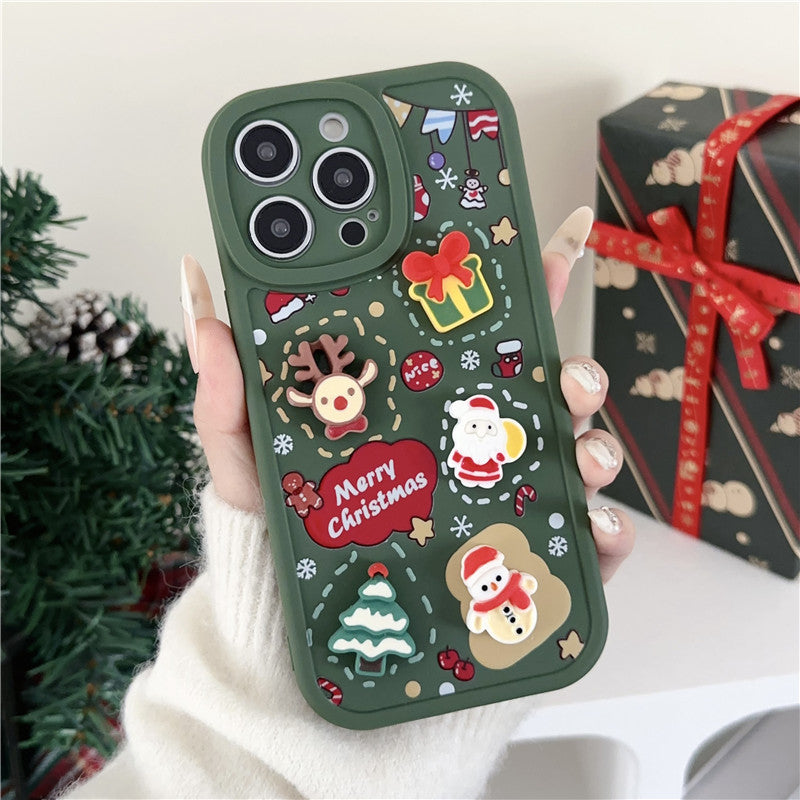 Three-dimensional Santa Claus iPhone case Christmas tree anti-drop soft case