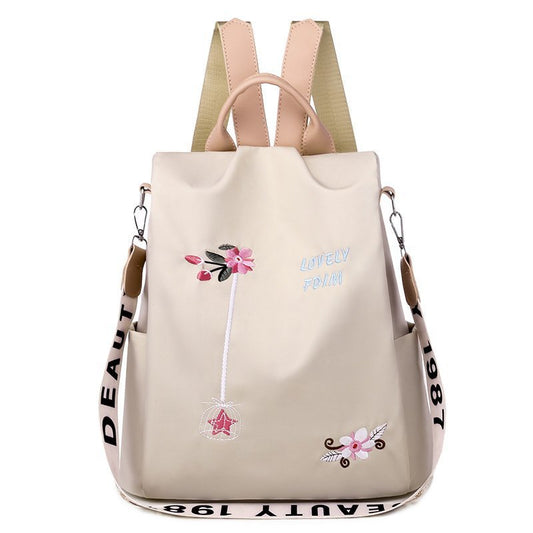 2024 new backpack flower embroidery literary national style women's Oxford backpack large capacity simple fashion women's bag