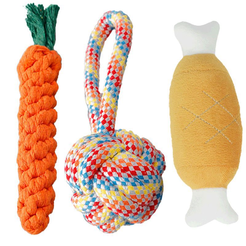 Dog Toy Grinding Teeth Bite-resistant Screaming Chicken Bigbear Small Dog Teddy Pomeranian Puppy Pet Anxiety Hemp Rope