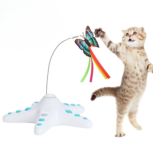 Automatic cat teaser, self-hi cat teaser, cat electric butterfly rotating toy, pet cat supplies