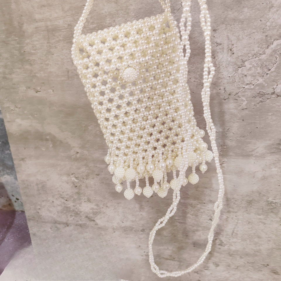 Beaded bag bead bag handmade bag pearl bag bayberry ball crossbody niche Internet celebrity design sense light luxury women's bag heavy industry