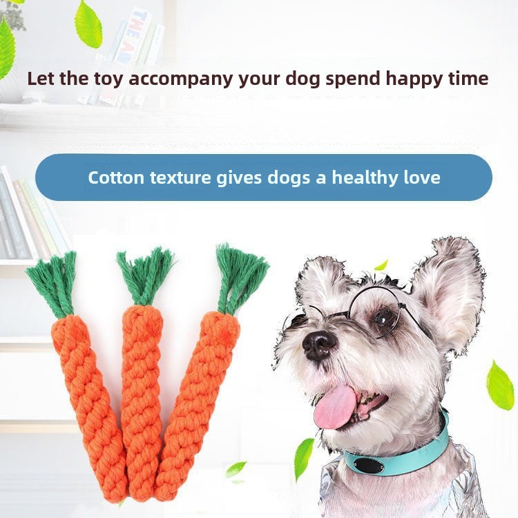 Carrot dog toy biting rope grinding teeth pet toy weaving rope knot toy dog biting rope toy dog toy