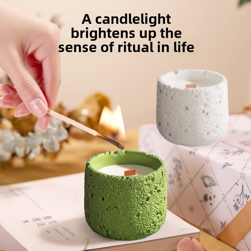 Wood and stone Yayun scented candle bedroom home elegant long-lasting fragrance natural retro gypsum cup ornament