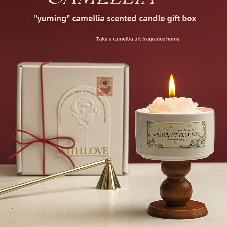 Camellia scented candles gift box wedding birthday gift gift for girls home bedroom lasting